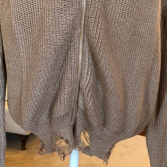 Oversized front zipper knitted hoodie sweater - Picture 10 of 16